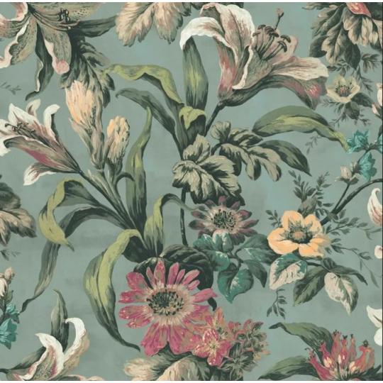 vlies tapeta klasszikus romantikus botanikus vintage elegancia nagy lepteku liliomok mezei viragok dus levelek.jpg